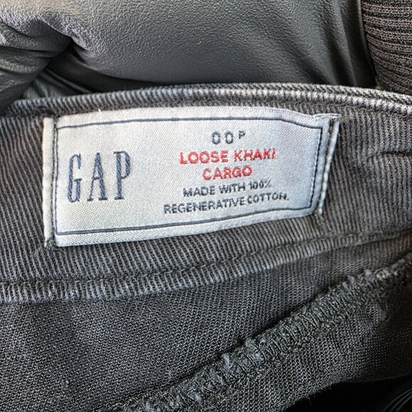 GAP Cargo Pants Womens 00 Petite Black Loose Khaki Regenerative S661059-03 - Picture 9 of 11